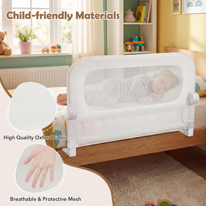 FANTASK Bettgitter klappbar, 80 x 60 cm, Kinderschutzgitter mit U-förmigem Gestell & Gurt, Bettschut