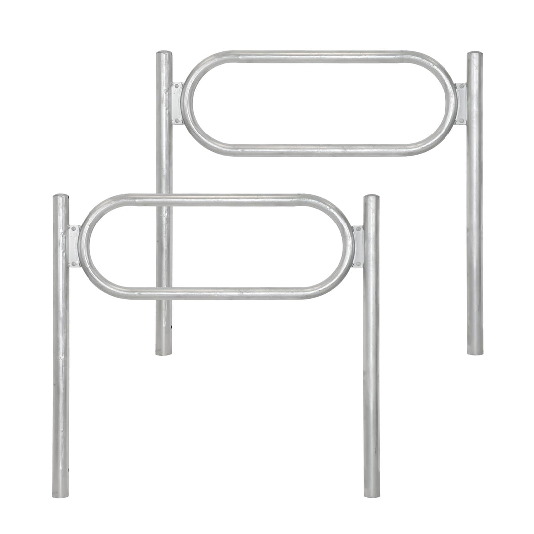 TRUTZHOLM 2x Fahrradanlehnbügel 115 x 124 cm mit Mittelrahmen Stahl feuerverzinkt Ø 60 mm zum Einbet