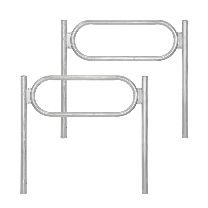 TRUTZHOLM 2x Fahrradanlehnbügel 115 x 124 cm mit Mittelrahmen Stahl feuerverzinkt Ø 60 mm zum Einbet