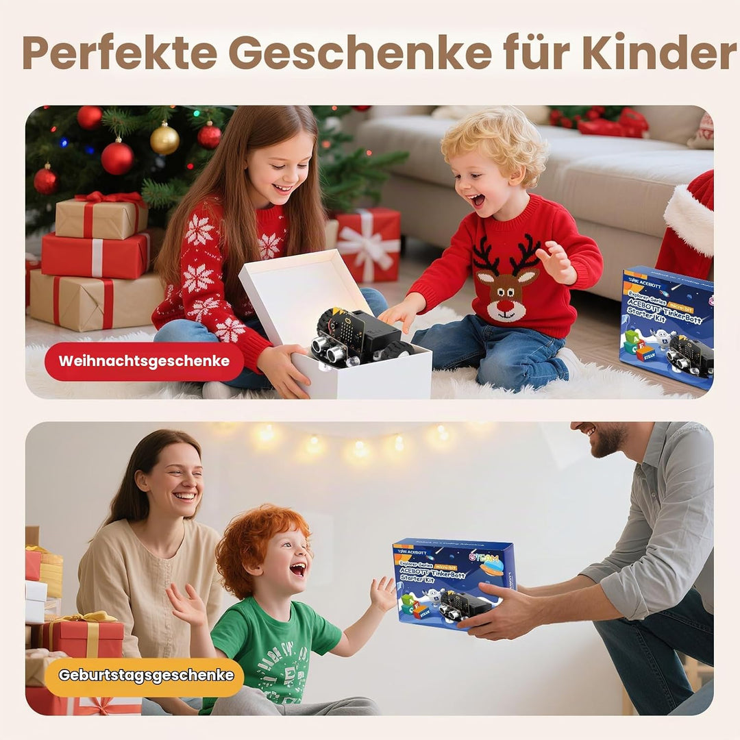 Robotik für Kinder im Alter von 8–12 Jahren 12–16, ACEBOTT Smart Robot Car Kit Kompatibel mit BBC Mi