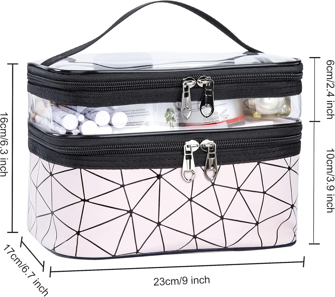 Kosmetiktasche Doppelschichtige Kulturbeutel Tragbare Transparent Reise Schminktasche Grosse Makeup