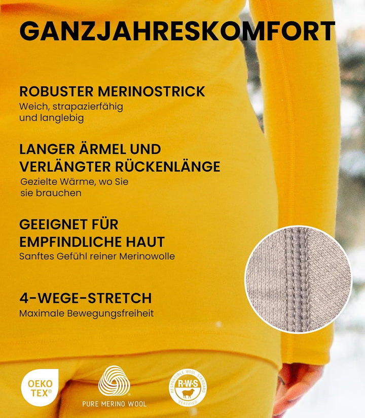 Merino.tech 100% Merino Unterwäsche Damen Set - Leicht, Mittelgewicht, Funktionsunterwäsche Merinowo