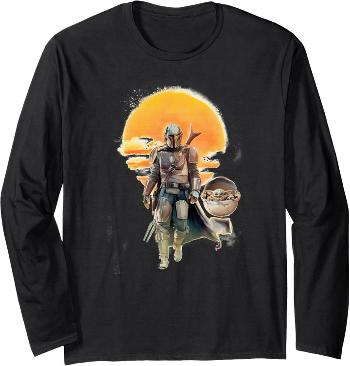 Star Wars The Mandalorian The Child Sunset Walk Portrait Langarmshirt