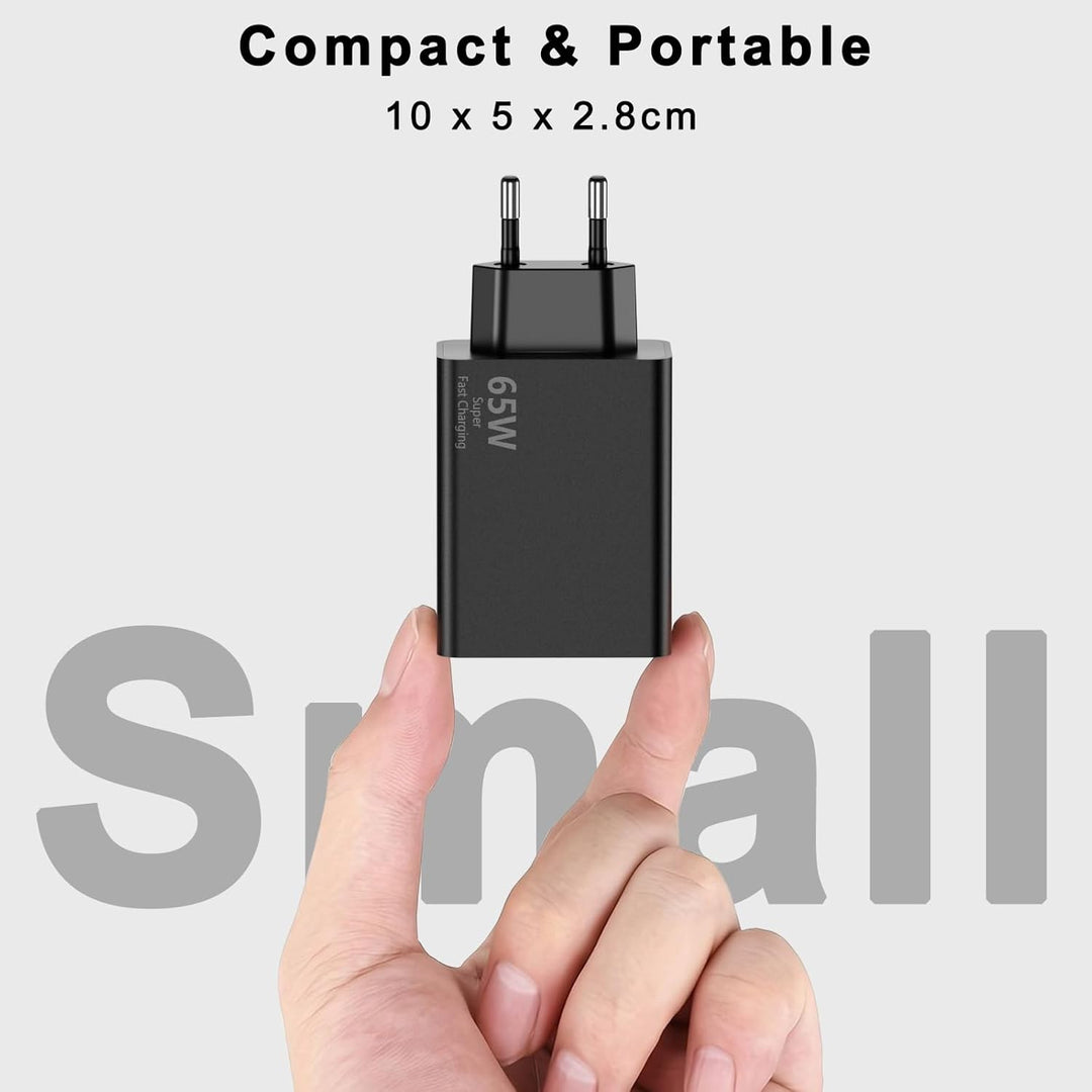 USB C Ladegerät 65W, 3-Port【2 USB C+1 USB A】USB-C Netzteil PPS Schnellladegerät PD+QC Charger kompat