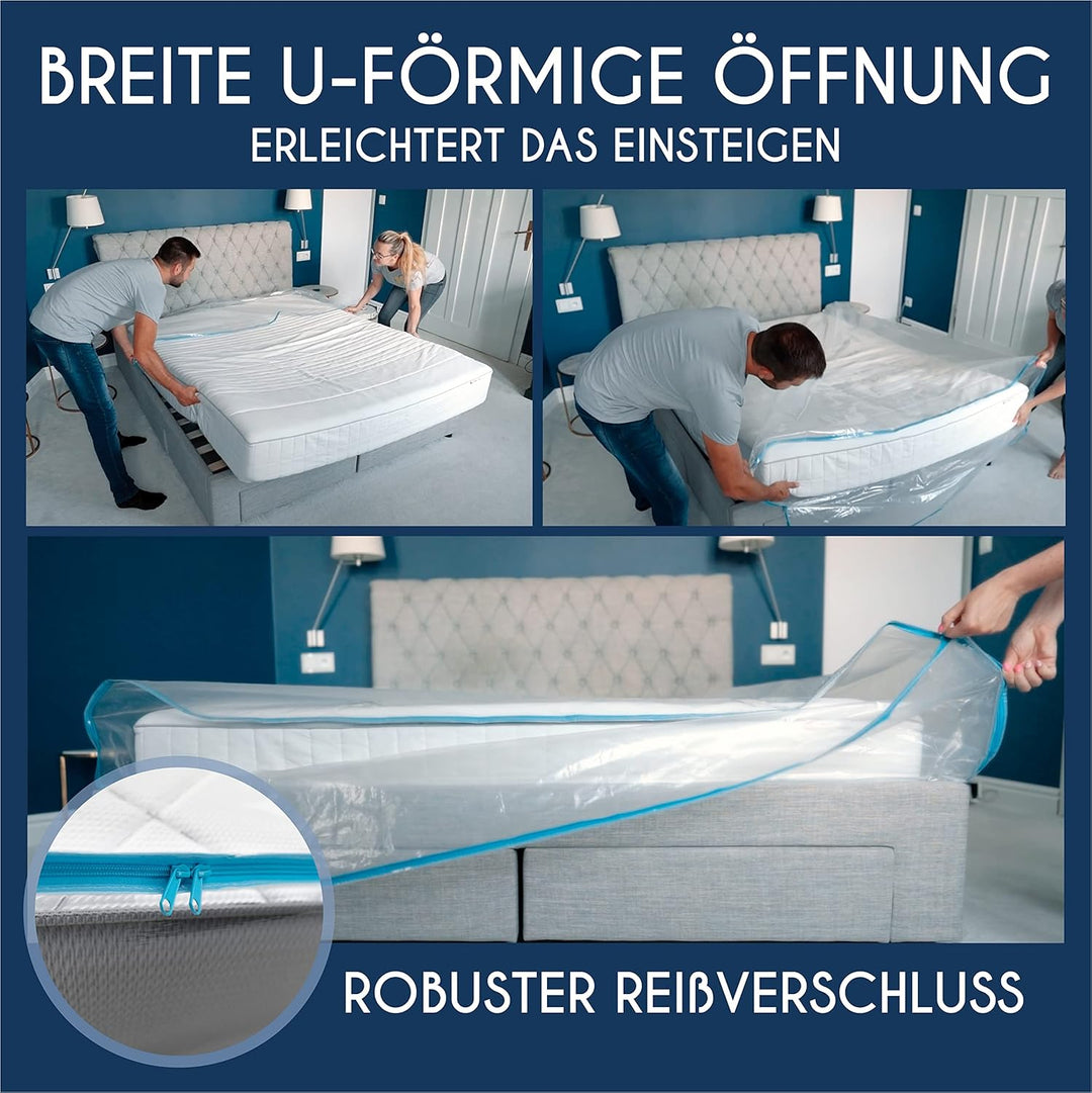 Dreamzie Matratzenhülle 200x200 – Mit Reissverschluss, Wiederverwendbares Plastik | Ideal für Matrat