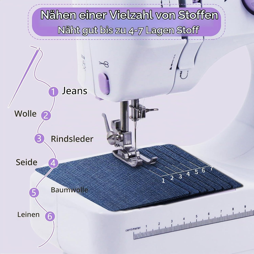 Nähmaschine für Kinder und Anfänger, Mini Sewing Machine, 12 Stichprogrammen Tragbare Elektrische Nä
