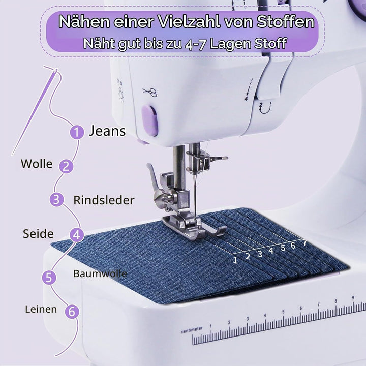 Nähmaschine für Kinder und Anfänger, Mini Sewing Machine, 12 Stichprogrammen Tragbare Elektrische Nä