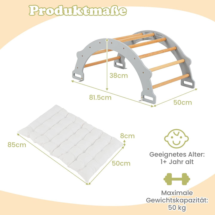 COSTWAY Kletterbogen mit weichem Kissen, Kletterdreieck zum Wippen, Klettern und Krabbeln, Indoor Kl