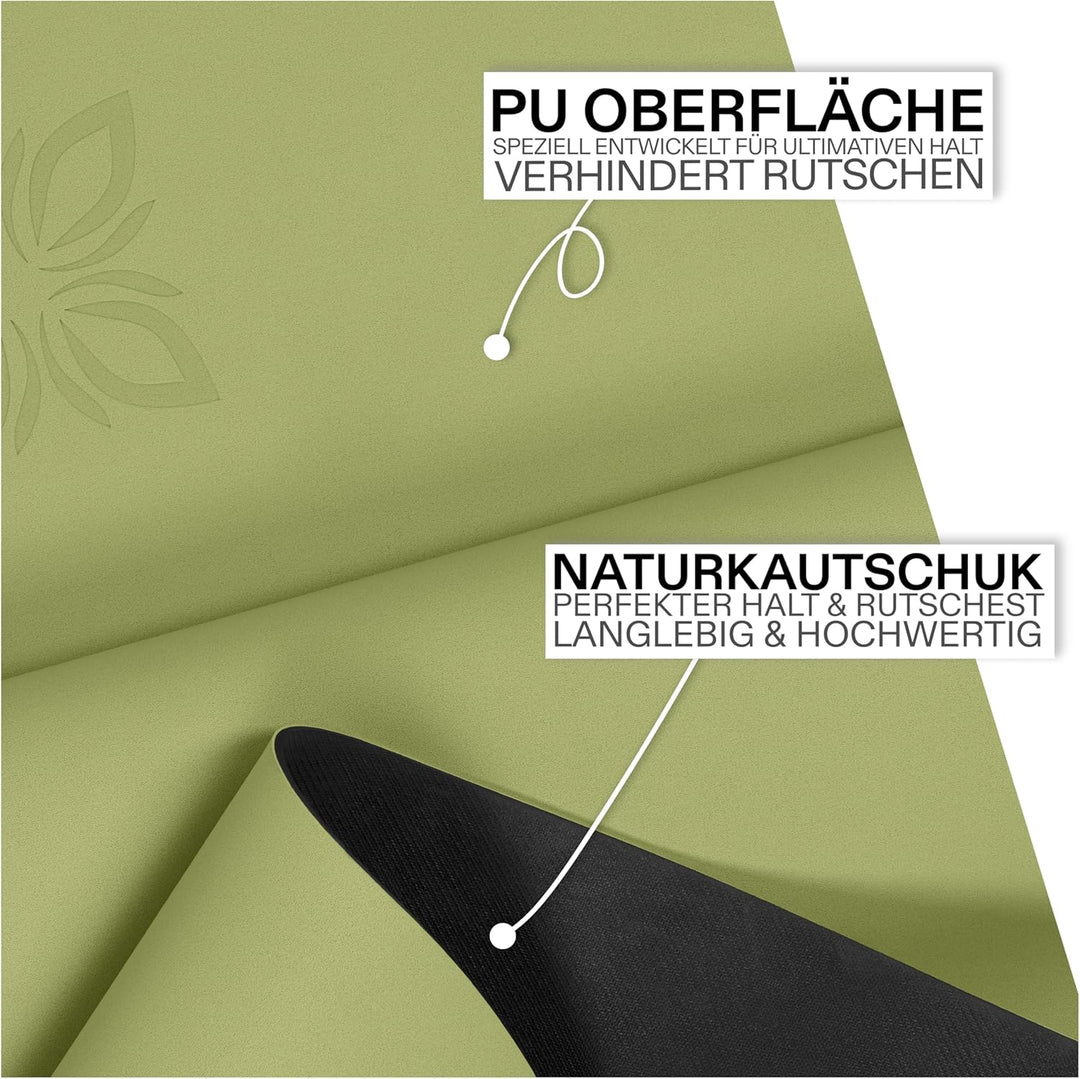 SoGRIP™ Yogamatte rutschfest – PU Yoga Matte mit starkem Grip &amp; Naturkautschuk – Gymnastikmatte, Pil