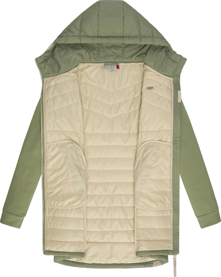 Ragwear Damen Übergangsjacke leichte Jacke lang mit Kapuze Lucinda Long II Intl XS-6XL S Light Olive
