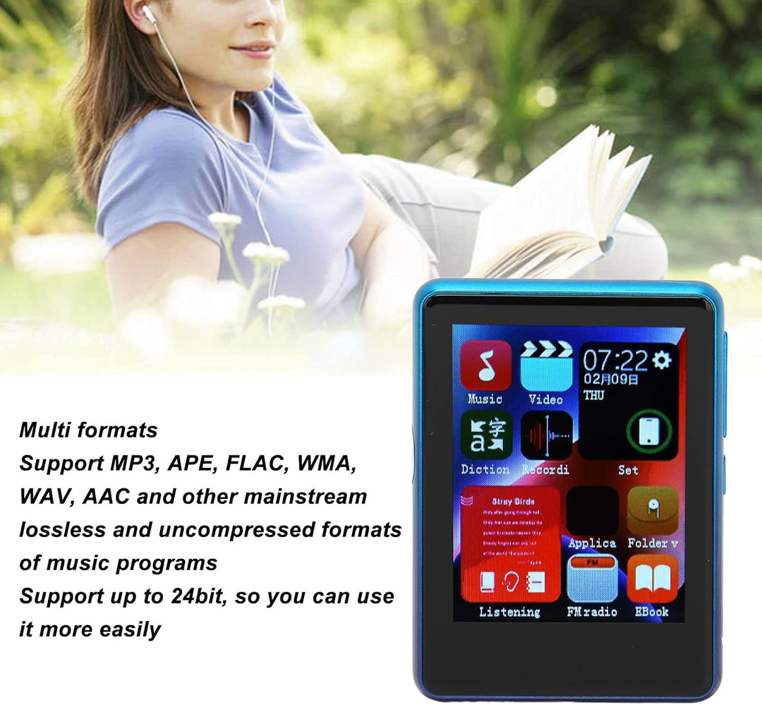 2,4 Zoll MP3 Player mit Voll Touchscreen, Bluetooth 5.0 Musikplayer mit 4 GB Flash Speicher und TF K