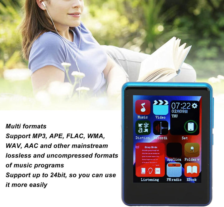 2,4 Zoll MP3 Player mit Voll Touchscreen, Bluetooth 5.0 Musikplayer mit 4 GB Flash Speicher und TF K
