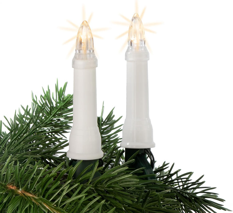 hellum Lichterkette Kerzen Weihnachtsbaum, Kerzen Lichterkette aussen mit Clip, 24 warm-weisse LED,