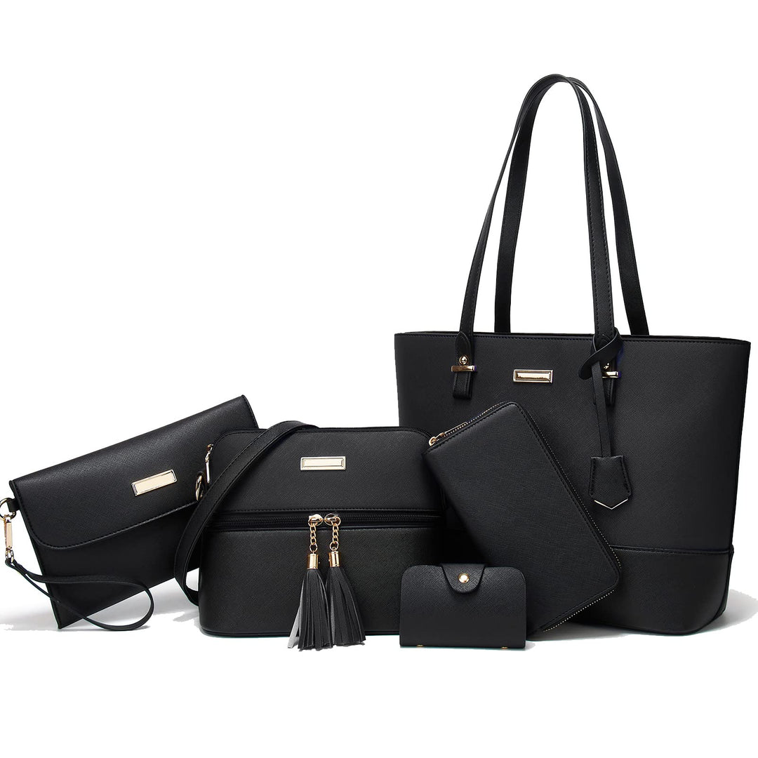 AILLOSA Handtasche Damen Gross Handtaschen Set Für Frauen Umhängetasche Taschen 2-schwarz, 2-schwarz