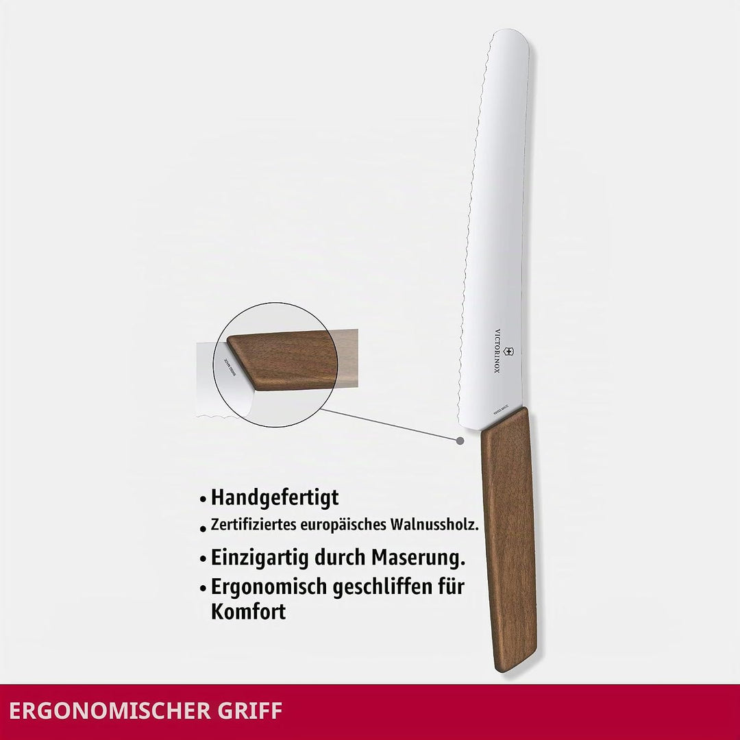 Victorinox, Swiss Modern, Profi Brot- und Konditormesser, Extra Scharfe Klinge, Wellenschliff, 22 cm