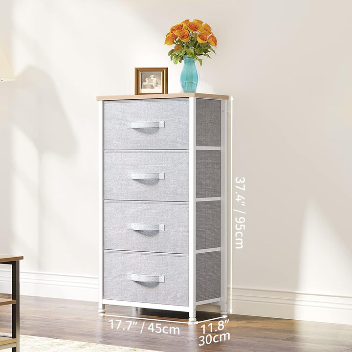 YITAHOME kommode Schmal, Schrank mit 4 Schubladen aus Stoff, Aufbewahrungskommode Modernen Stil für
