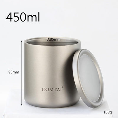 SPORTARC Tragbarer Camping-Wasserbecher, Titan-Tasse, doppelwandige Titan-Wassertasse, Kaffee-Tee-Be