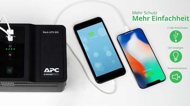 APC by Schneider Electric Back-UPS ES - BE850G2-UK - Unterbrechungsfreie Stromversorgung 850VA (8 Au