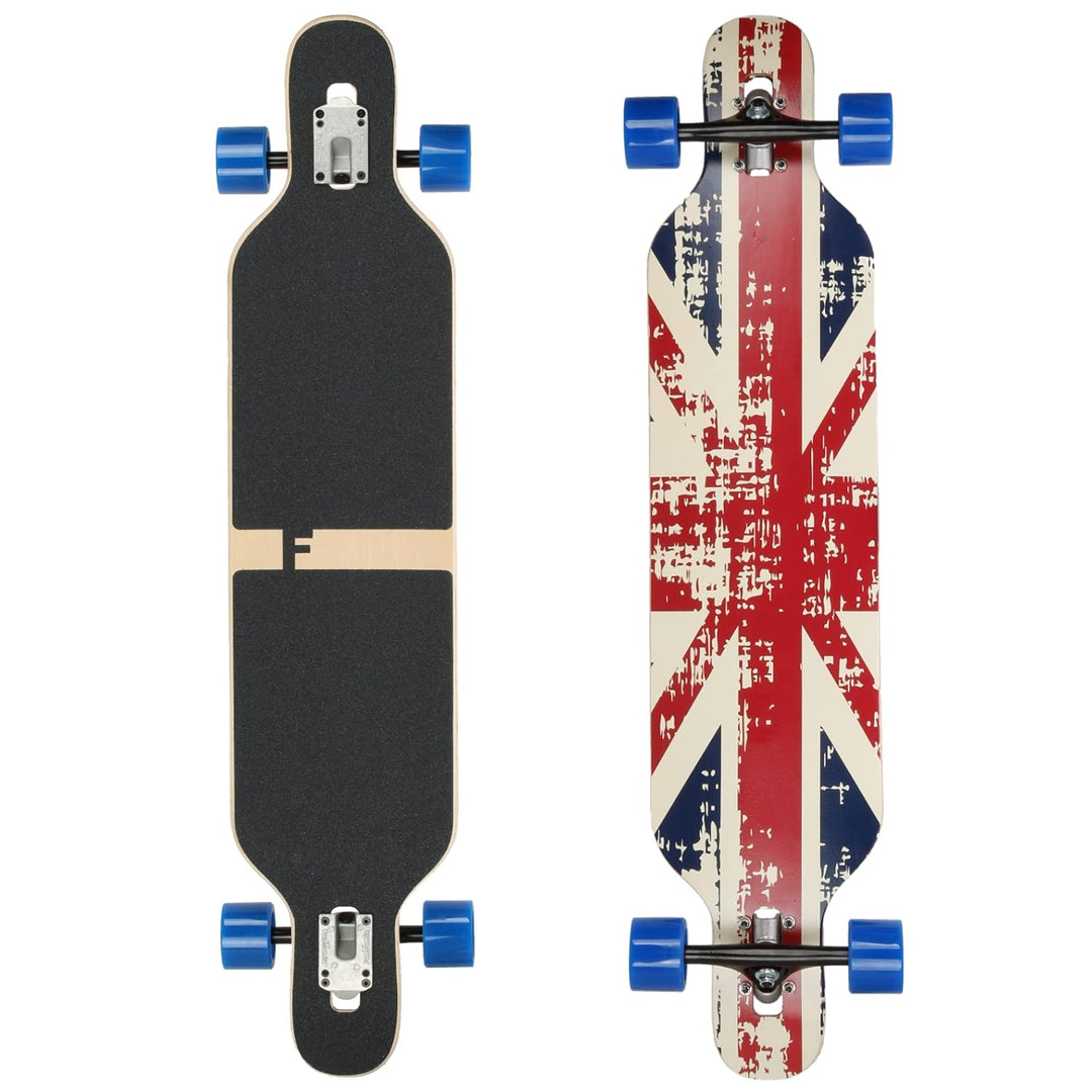 FunTomia Longboard mit 3 Flex Stufen Drop Through Cruiser Komplettboard Mach1 Speed Kugellager T-Too