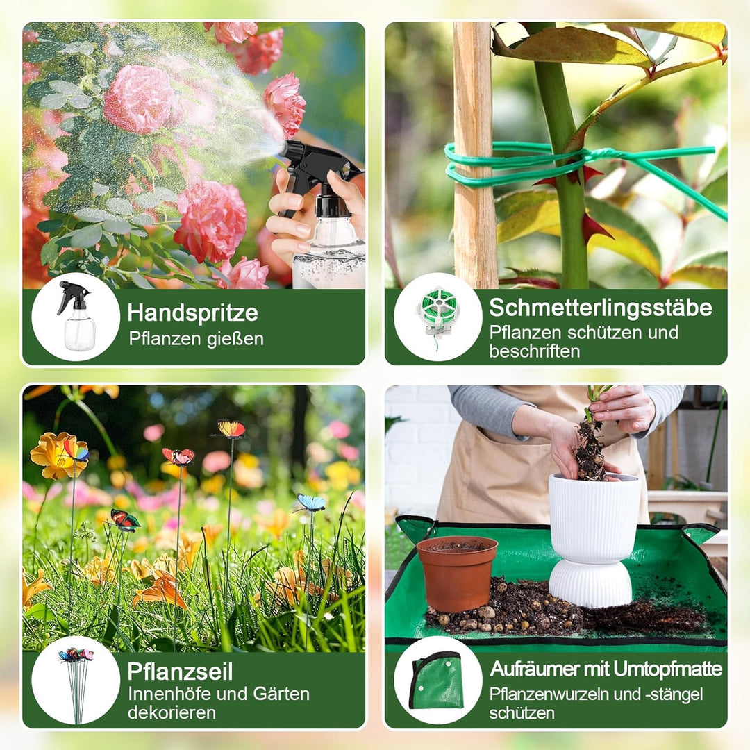 Gartenwerkzeug Set, 22 Stück Gartenset Werkzeug für Gartenarbeit mit Gartengeräte Organizer Handtasc