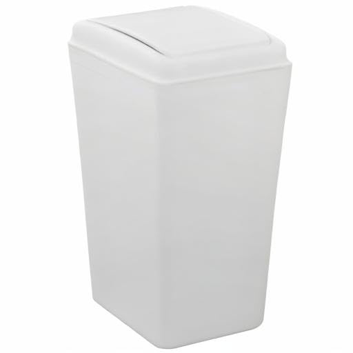 15 L Kleiner Mülleimer mit Deckel, Mülleimer mit Schwingdeckel, Weiss, Weiss