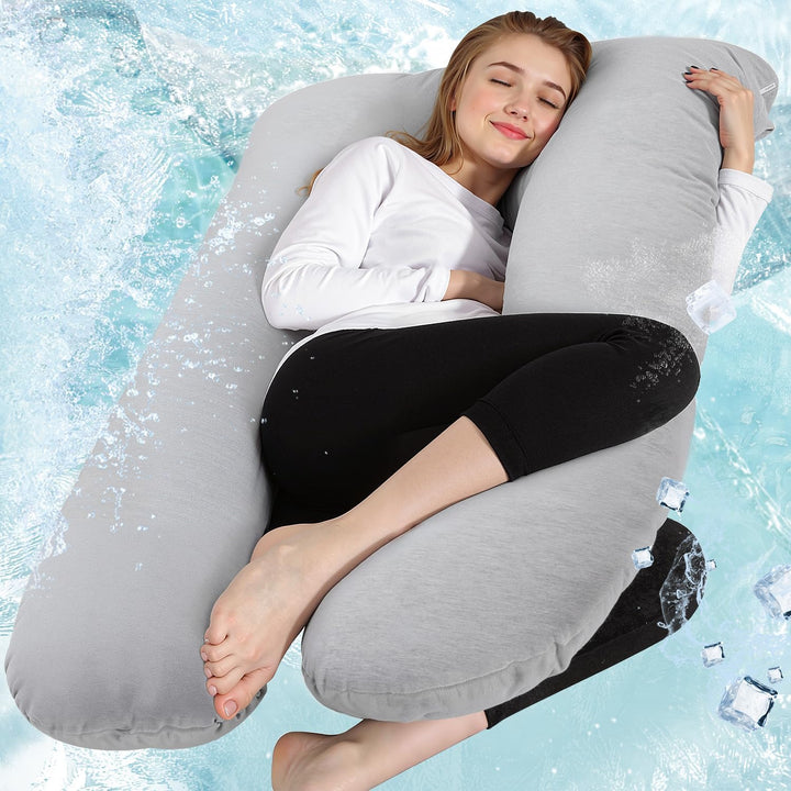 Chilling Home Schwangerschaftskissen U Form,Seitenschläferkissen mit Jersey Atmungsaktiver Bezug U K