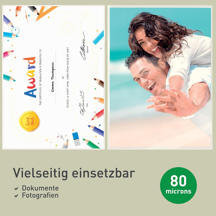 Leitz Selbstklebende Heisslaminierfolien A4 80 mic, für Schilder und Wegweiser, Hochwertige Laminier