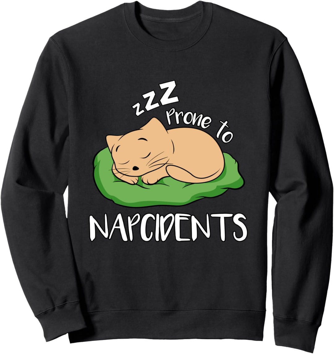Lustiges Katzenschlaf-Wortspiel sarkastisch für faules Sweatshirt