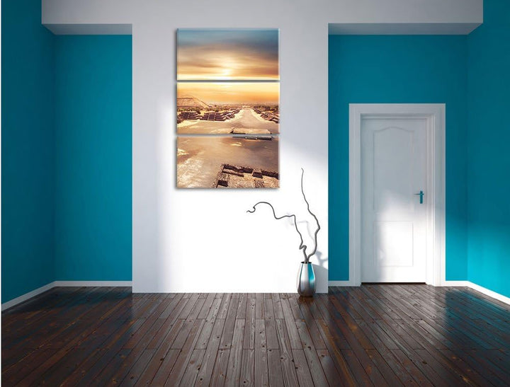 Pixxprint Maya Tempelanlage Teotihuacan in Mexico 3-Teiler Leinwandbild 120x80 Bild auf Leinwand