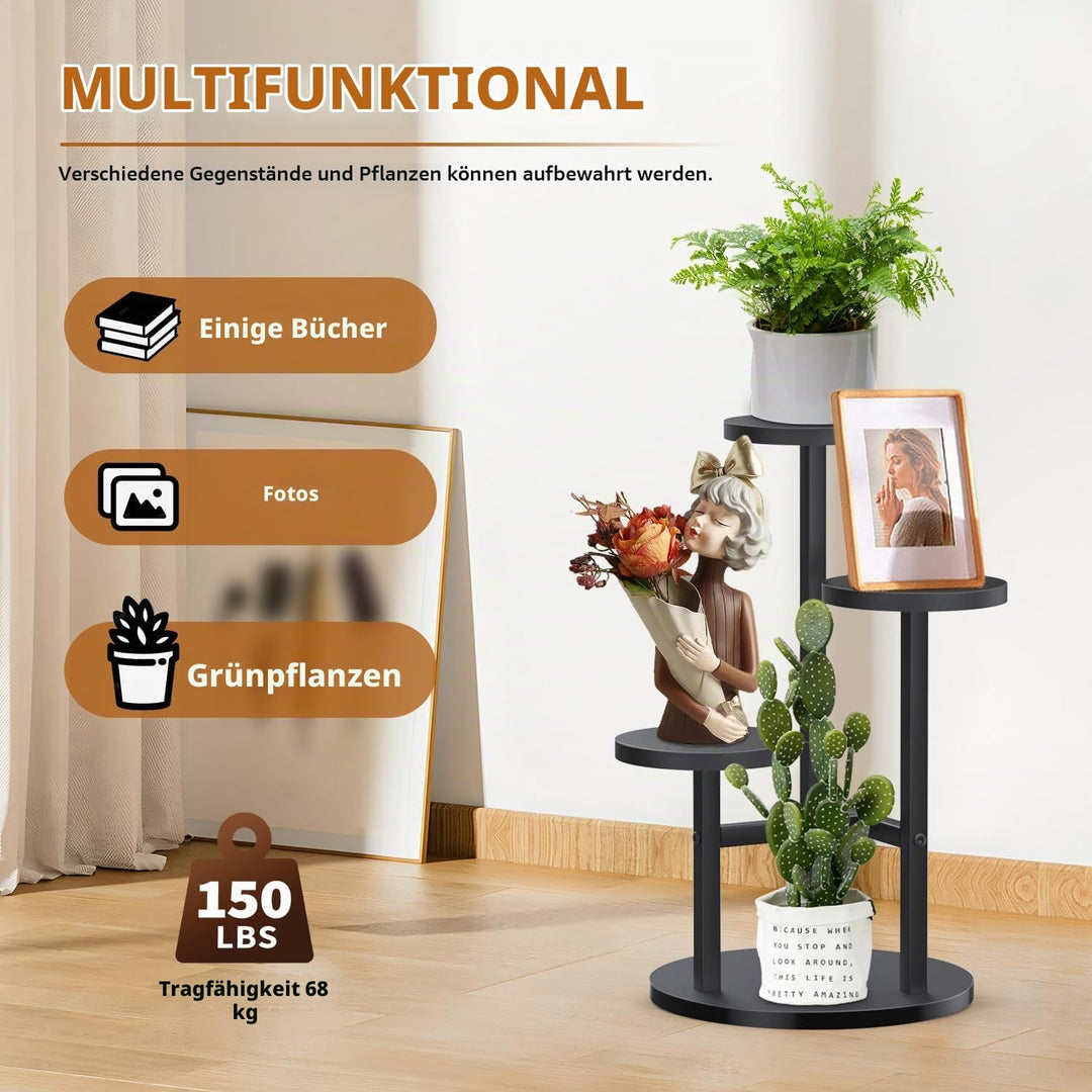 Pflanzenständer, 3 Etagen Blumenständer Innen, Blumenhocker Ecke, Blumentopfständer Metall, Pflanzen