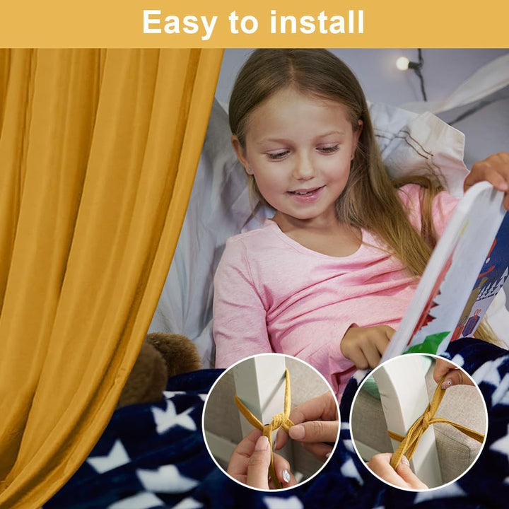 HOTUT Hausbett Himmel,2 Stück Betthimmel Babybett aus Musselin,Weich und atmungsaktiv Baldachin Kind