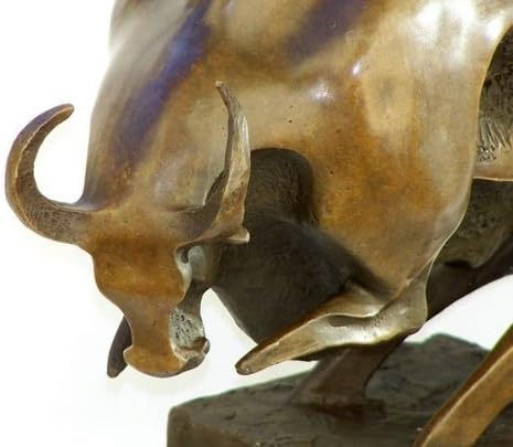 Börsenstier kaufen - Stier Skulptur auf Marmor - Milo Bulle - Kubismus Statue - Deko Figur aus Bronz