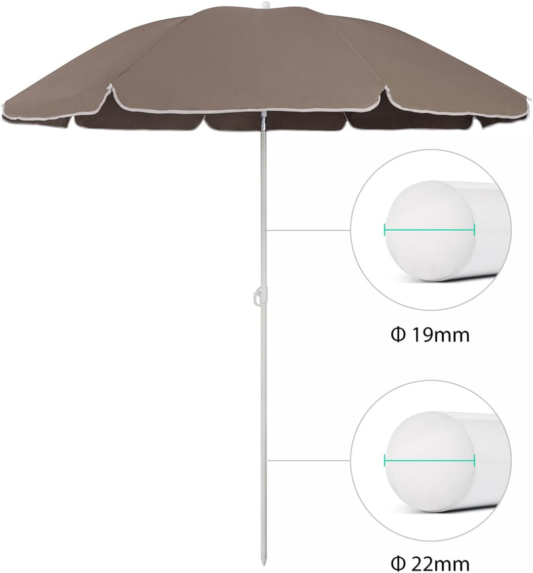 Sekey 160 cm Sonnenschirm Strand mit Schutzhülle für Balkon Garten & Terrasse Neigungswinkel und Höh