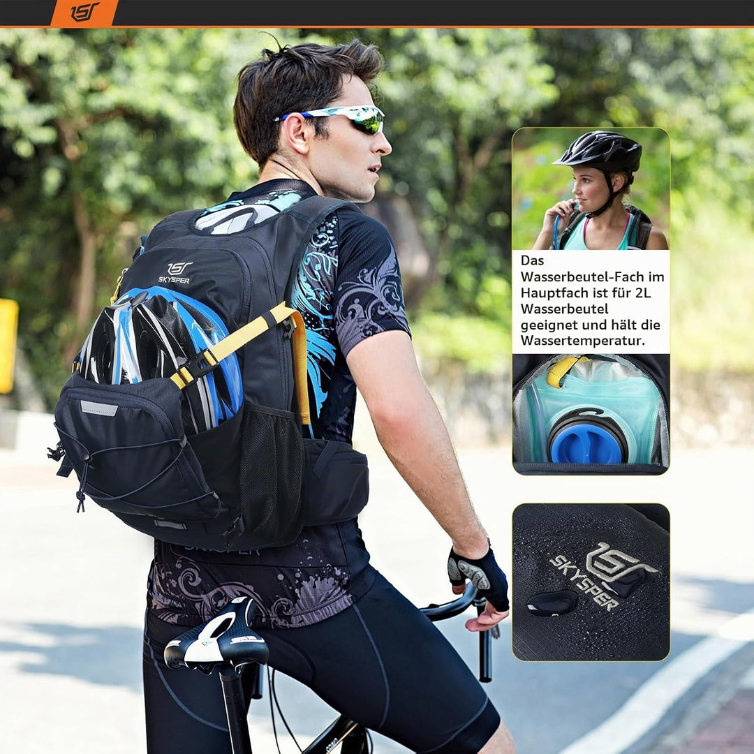SKYSPER Fahrradrucksack 20L Ultraleicht Rucksäcke für Radsport Wanderrucksack Trinkrucksack Sportruc