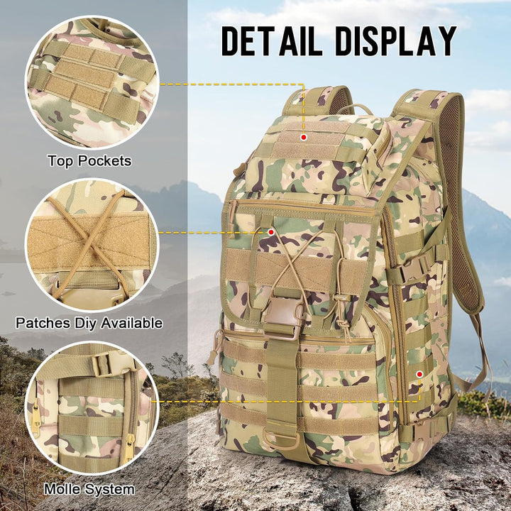SHANNA Militärrucksack 35L/50L Armee Rucksack Molle, Hohe Kapazität Trekkingrucksack Wanderrucksäcke