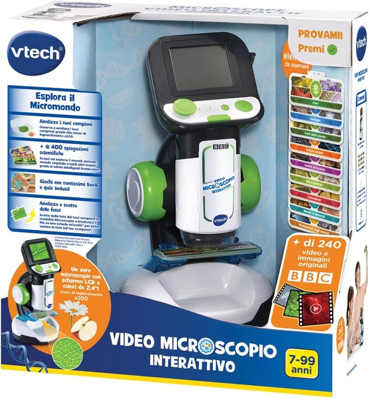 VTech Interaktives Videomikroskop, digitales Kindermikroskop mit Original-Video, 2,4-Zoll-Bildschirm