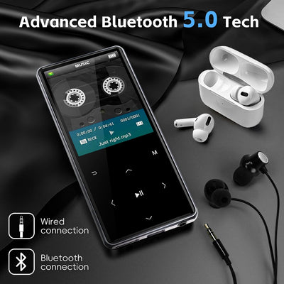 HIFI WALKER M7-128GB MP3 Player mit Bluetooth 5.0, 2,4 Zoll Touchscreen-Musikplayer mit Lautsprecher