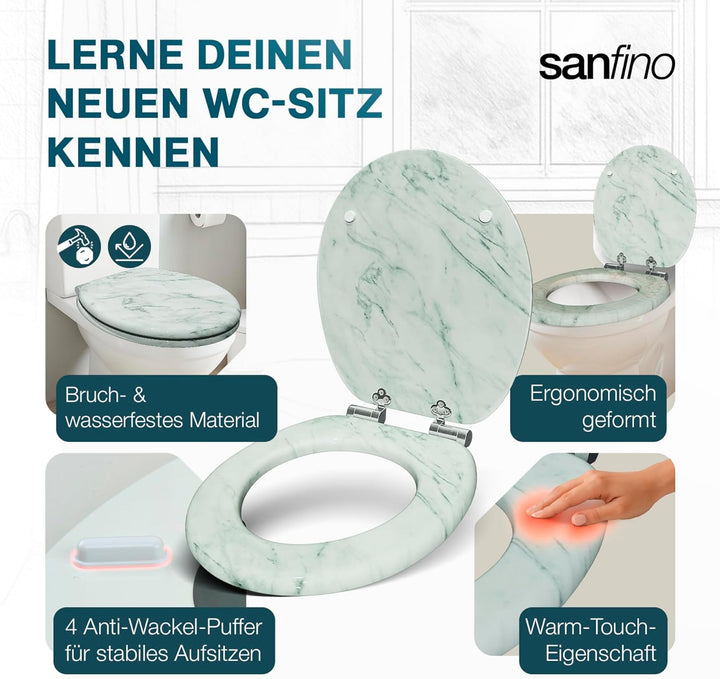 SANFINO® Premium WC Sitz mit Absenkautomatik – hochwertige Toilettendeckel aus Holz, viele bunte Mot