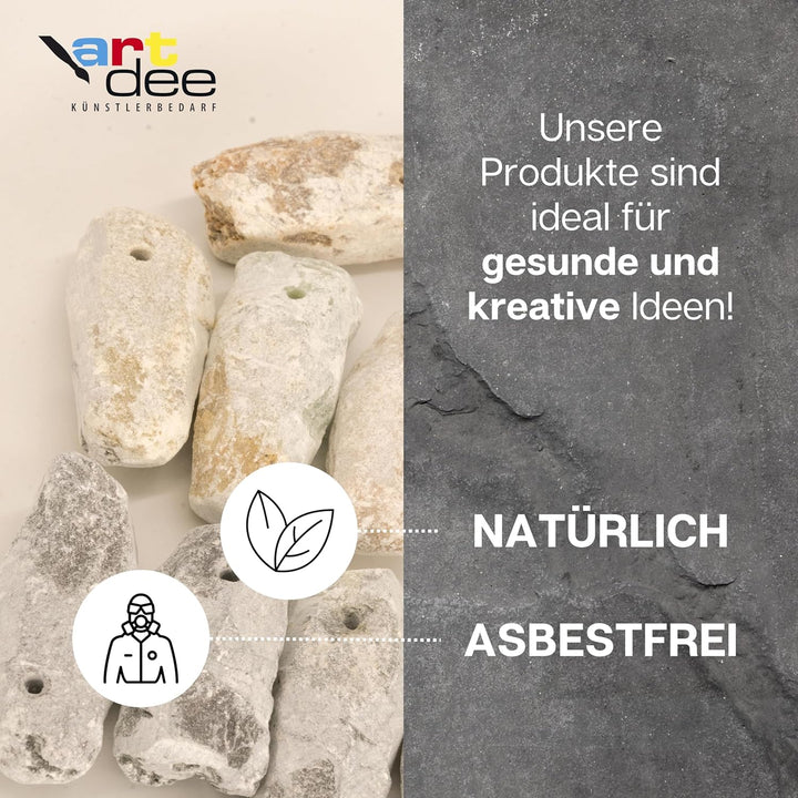 artdee® Speckstein Amulettsteine mit Loch (12 Stück) – handgefertigte Schmuckanhänger aus Speckstein