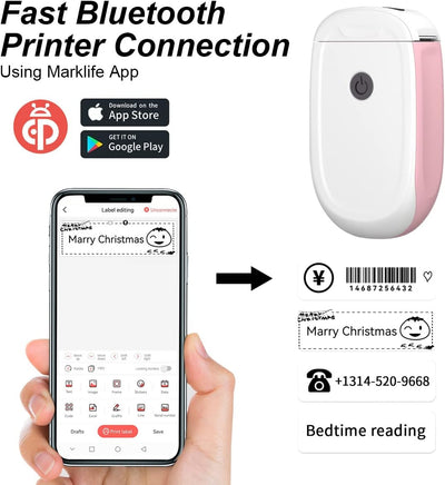 MARKLIFE P11 Etikettendrucker Handgerät,Tragbarer Thermo-Aufkleberdrucker mit Band,Mini Selbstkleben