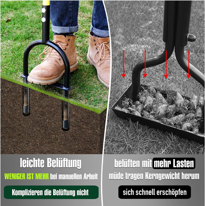 Jardineer Aerifizierer für Rasen, Rasenlüfter Manuell Ohne Verstopfen, Langlebiger Rasenbelüfter und