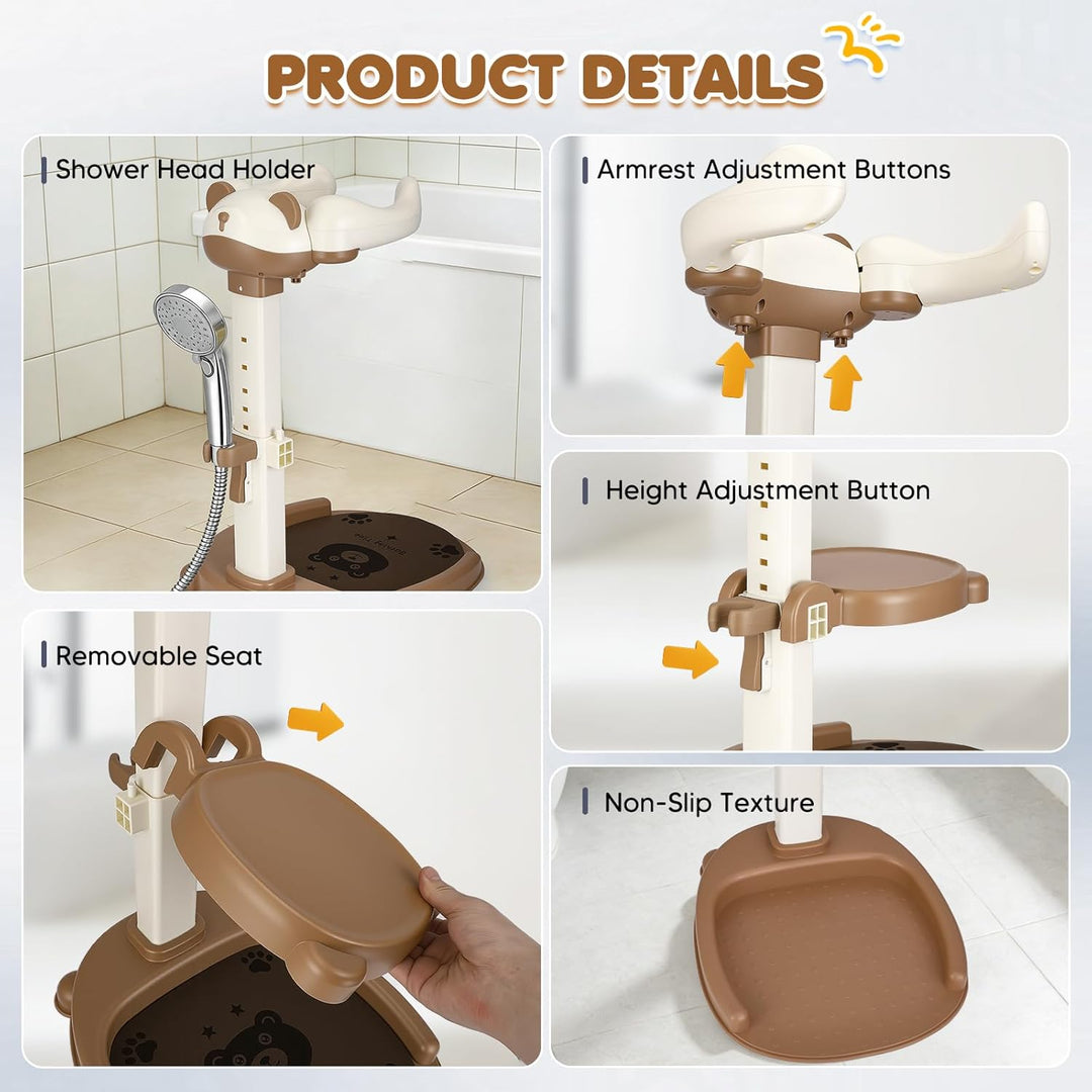 Baby Dusche Ständer Höhenverstellbar, Duschhilfe für Kinder 6-36 Monate | BPA-freier Baby Badestände