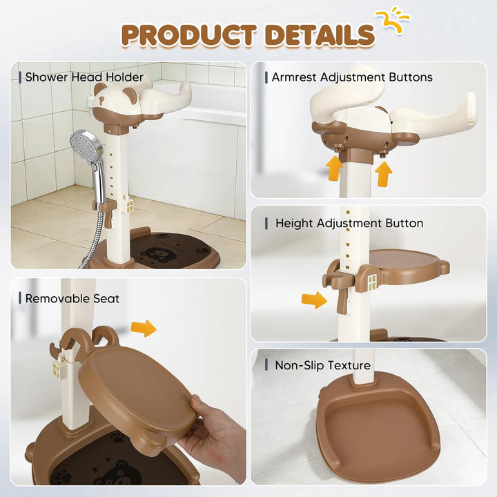 Baby Dusche Ständer Höhenverstellbar, Duschhilfe für Kinder 6-36 Monate | BPA-freier Baby Badestände