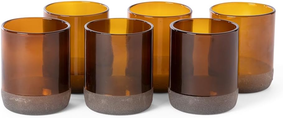 IWAS Upcycled Auburn Trinkgläser | 250ml | 8oz | 6er Set | Nachhaltige Wassergläser | Umweltfreundli