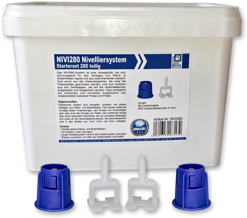 NIVI280 Nivelliersystem Verlegehilfe Starterset 280 teilig, Drehkappen, Gewindelaschen 280 tlg.