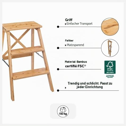 5five - trittstufe 3 Stufen Bambus