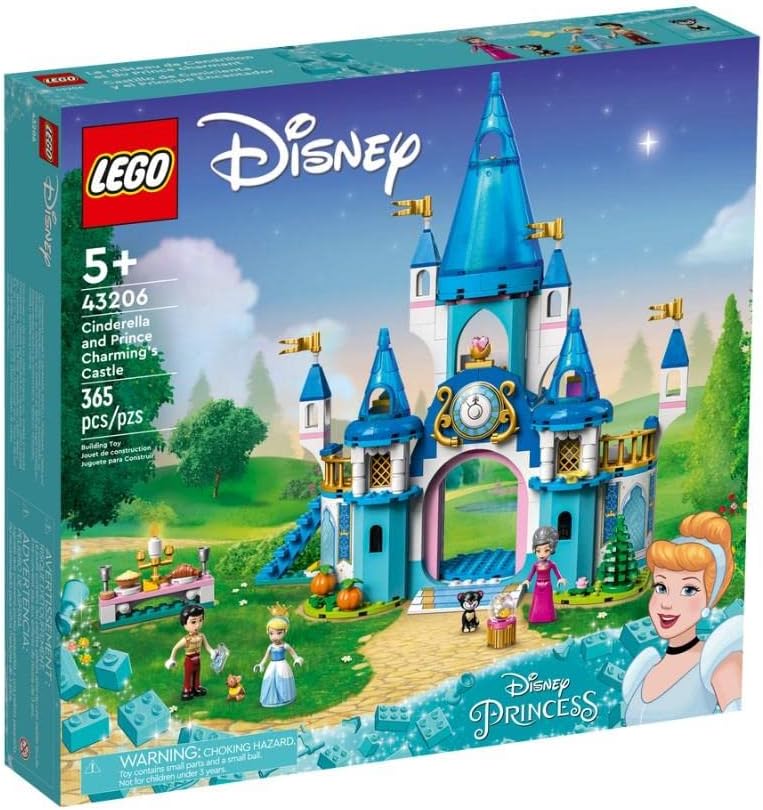 LEGO 43206 Disney Princess Cinderellas Schloss Spielzeug zum Bauen mit 3 Mini-Puppen, Puppenhaus ink