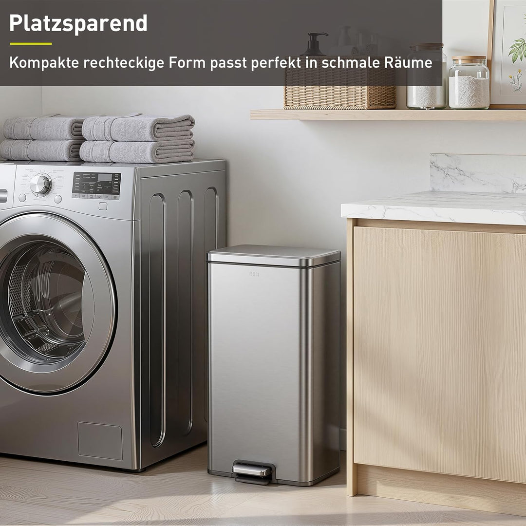 EKO Madison Mülleimer Küche 30L, Abfalleimer mit herausnehmbarem Inneneimer, Soft Closing Deckel, fi