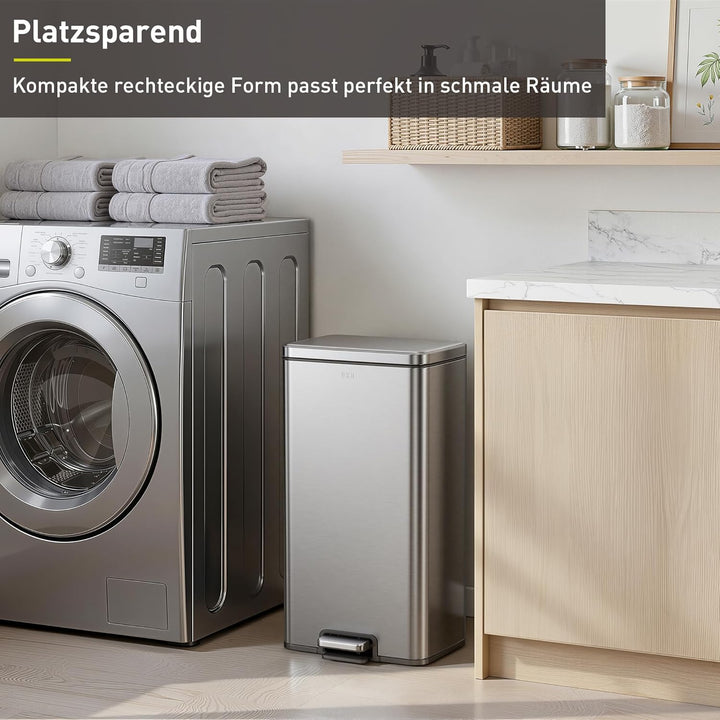 EKO Madison Mülleimer Küche 30L, Abfalleimer mit herausnehmbarem Inneneimer, Soft Closing Deckel, fi