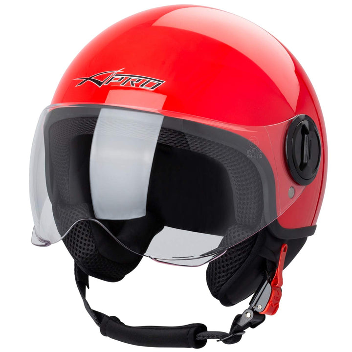 Motorradhelm Motorrad Roller Jet Helm Demi Avio Viser Homologiert SonicMoto 57 Rot, 57 Rot